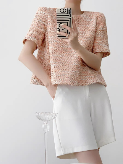 Narice Textured Top & Teaga Mid-Length Pants-The Black Bow-