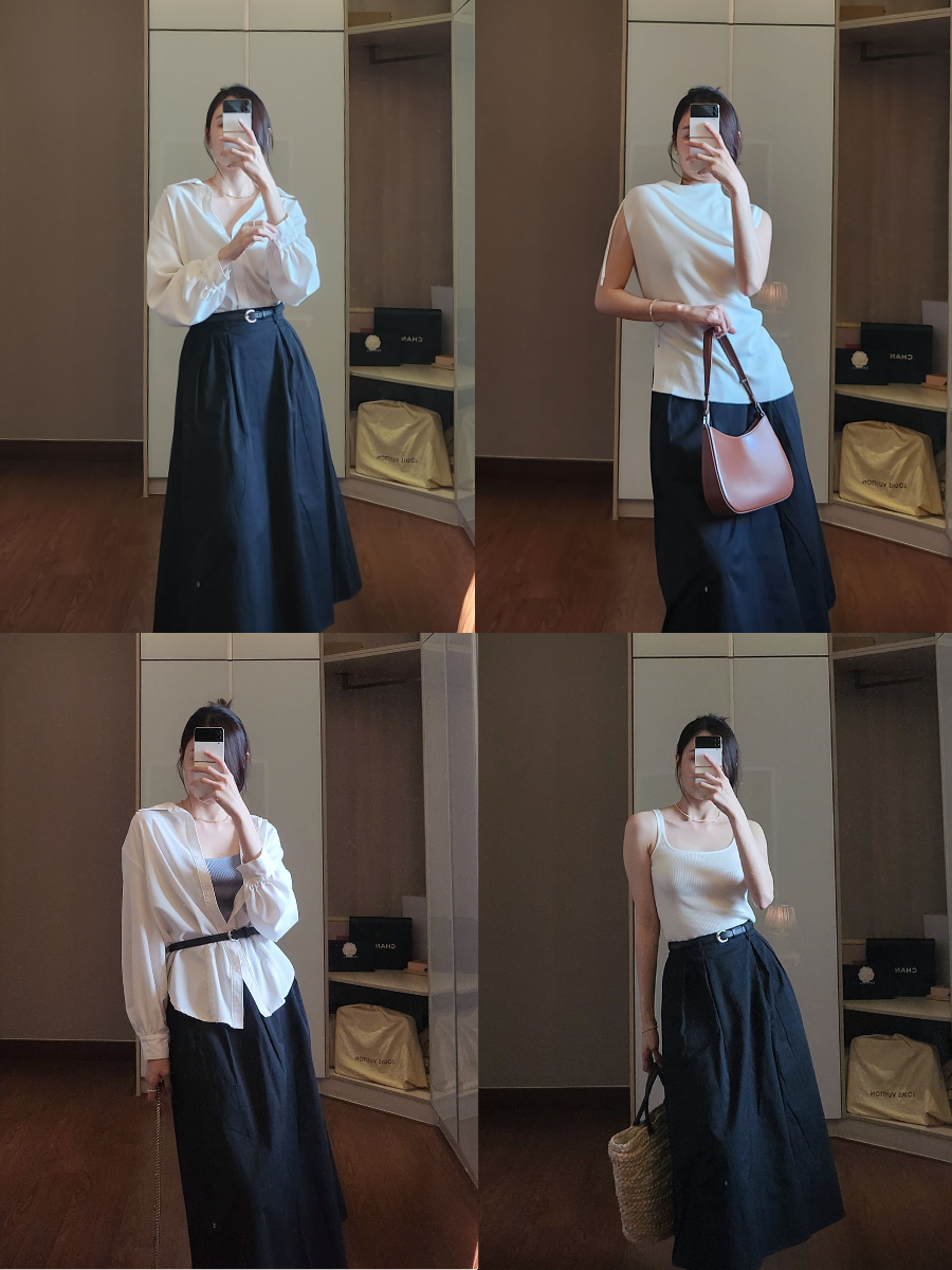 Hadriene Belted Cotton Skirt (Discounted-S, M, L size)-The Black Bow-