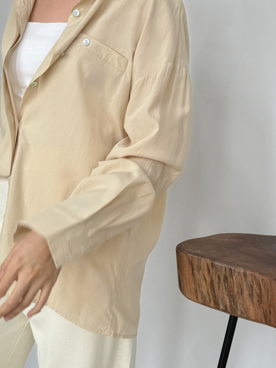 Heloise Shirt with Fake Pocket (Discounted-Free size)-The Black Bow-