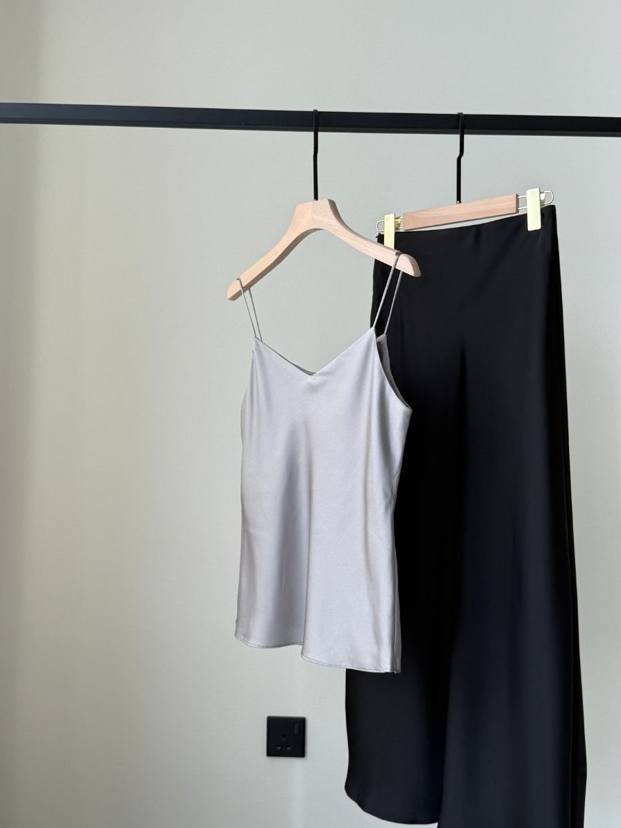 Lebbie Satin Cami Top (Discounted-M size)-The Black Bow-