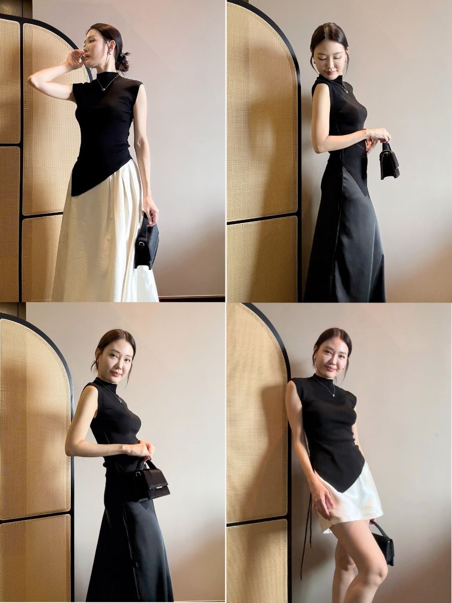 Ellie High Neck Side Ruched Back Button Knit Top