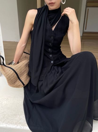 Arabelle Textured Verst & Chiffon Skirt Set