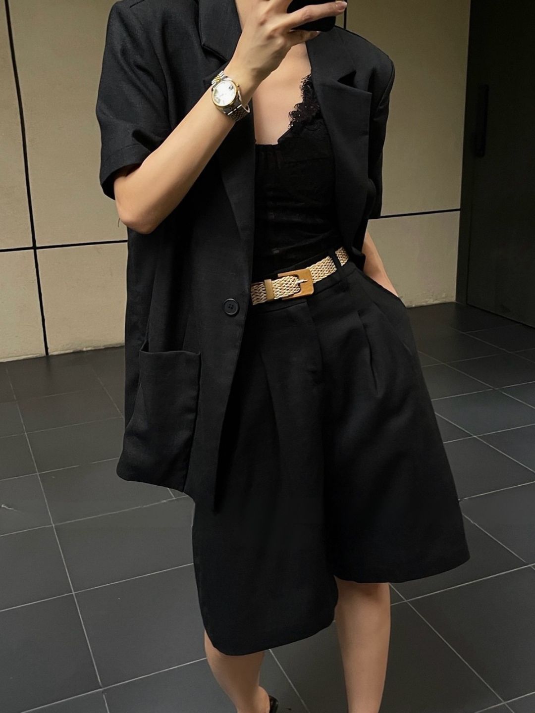 Alma Soft Structured vest Jacket & Bermuda Set