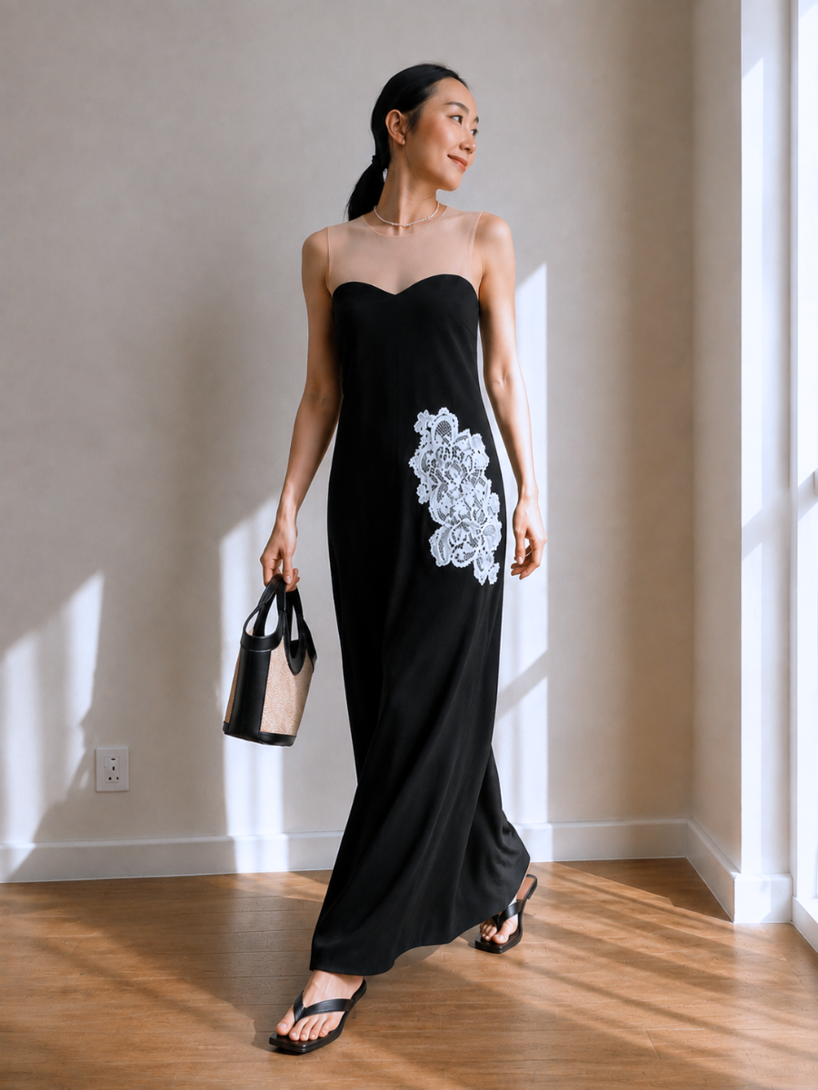 Choum Lace-Appliqué Column Dress