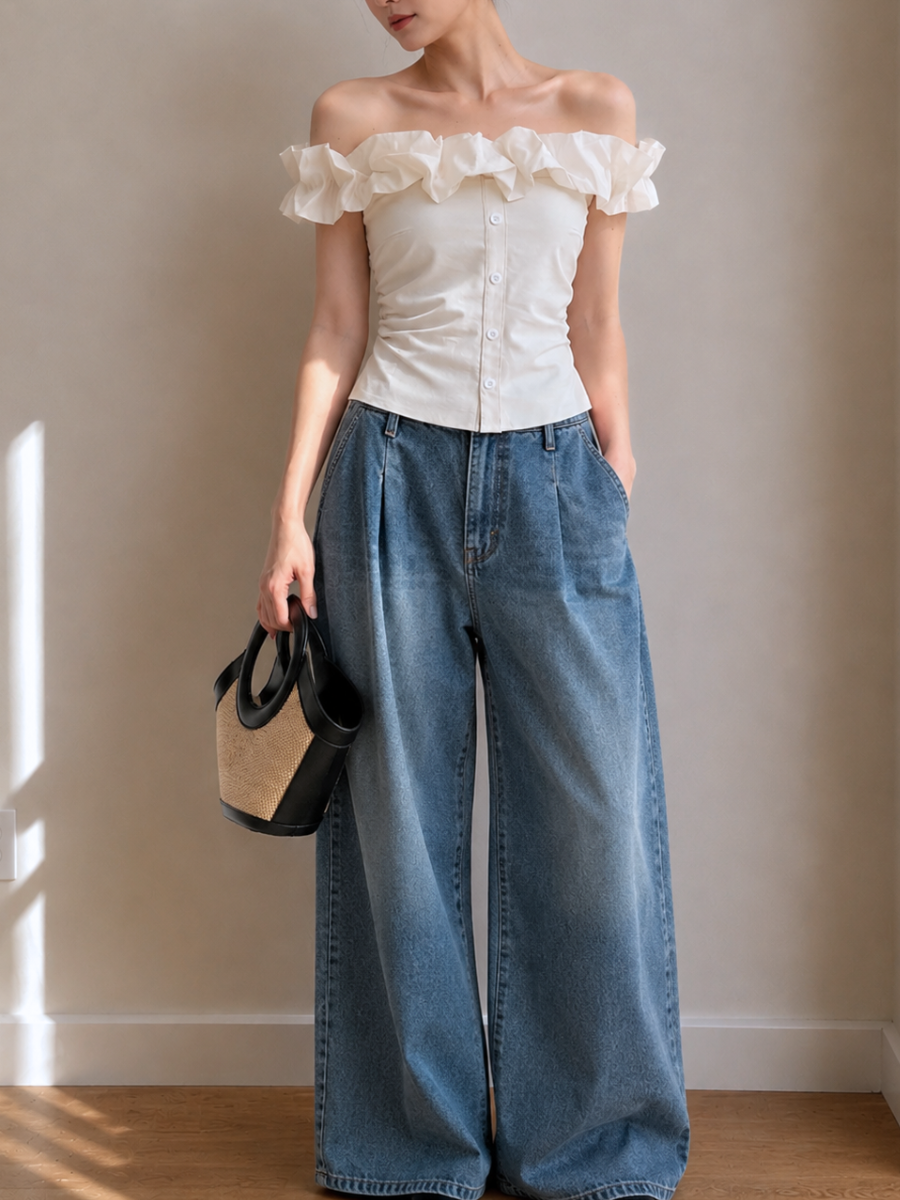 Celina Ruffle-Trim Off-Shoulder Top 