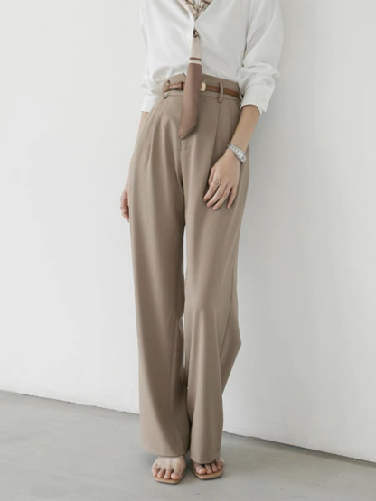 Ollie Straight High Waisted Cut Pants (Discounted-S Size)-The Black Bow-