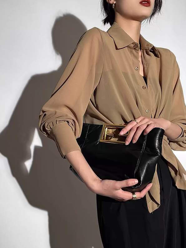 Laura Sheer Chiffon Shirt-The Black Bow-