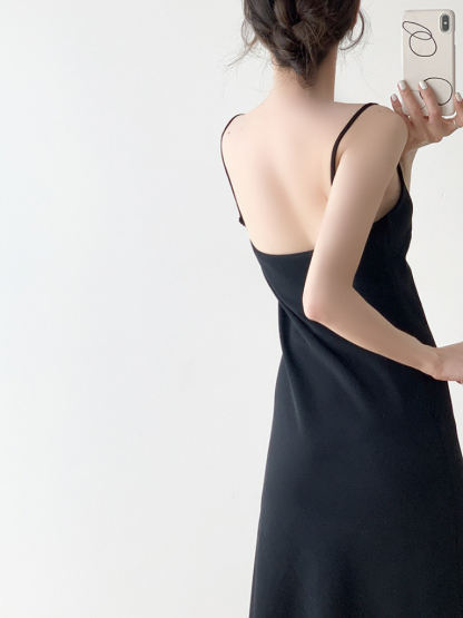Mary Low Back Cami Dress-The Black Bow-