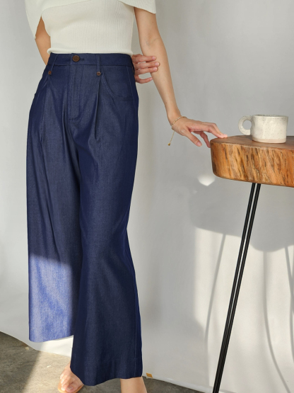 Solange Denim Blue Culottes (Discounted-S, M, L size)-The Black Bow-