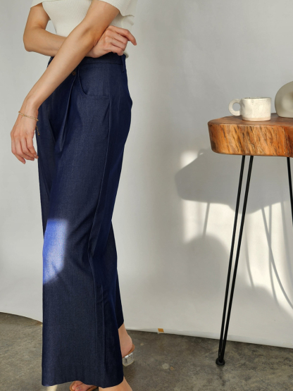 Solange Denim Blue Culottes (Discounted-S, M, L size)-The Black Bow-
