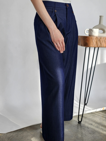 Solange Denim Blue Culottes (Discounted-S, M, L size)-The Black Bow-