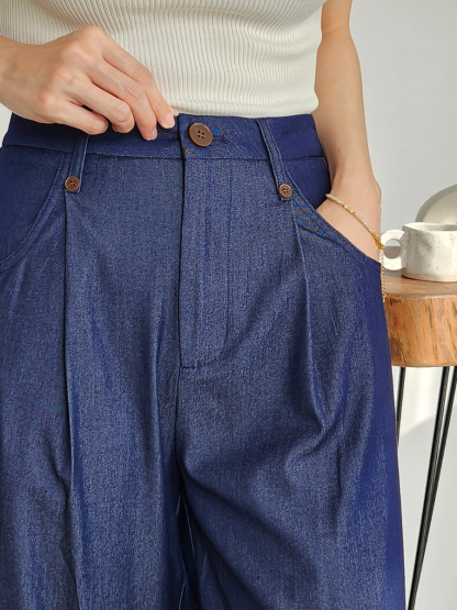 Solange Denim Blue Culottes (Discounted-S, M, L size)-The Black Bow-