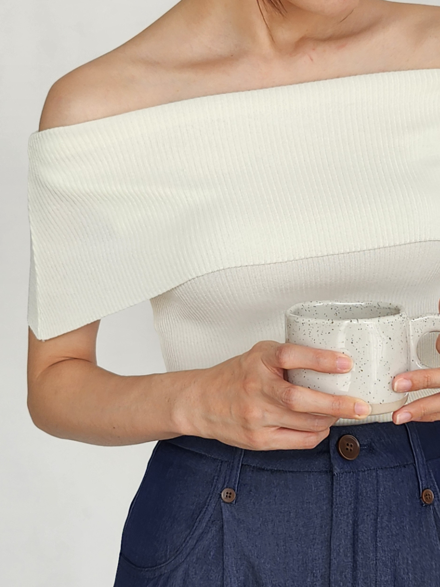 Gatane Off Shoulder Knit Top-The Black Bow-