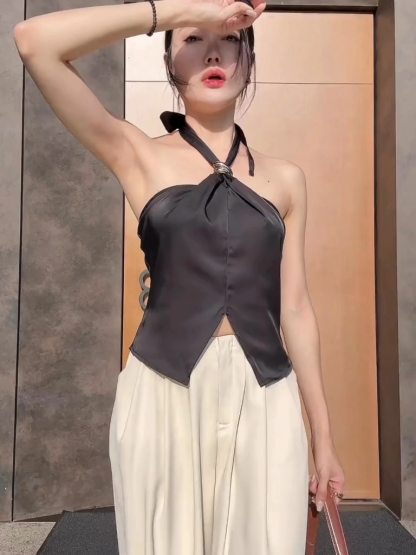 Kiana Halter Neck Satin Top