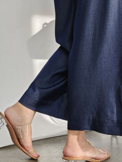 Solange Denim Blue Culottes (Discounted-S, M, L size)-The Black Bow-