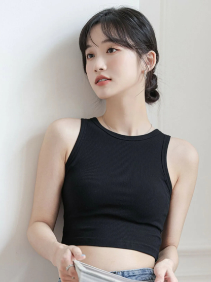 Xandy Halter Neck Cropped Padded Singlet-The Black Bow-