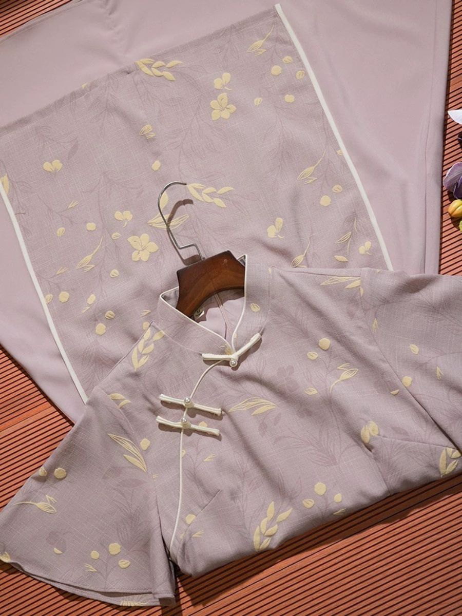 Lu Ben Flounce Sleeve A Line Oriental Dress