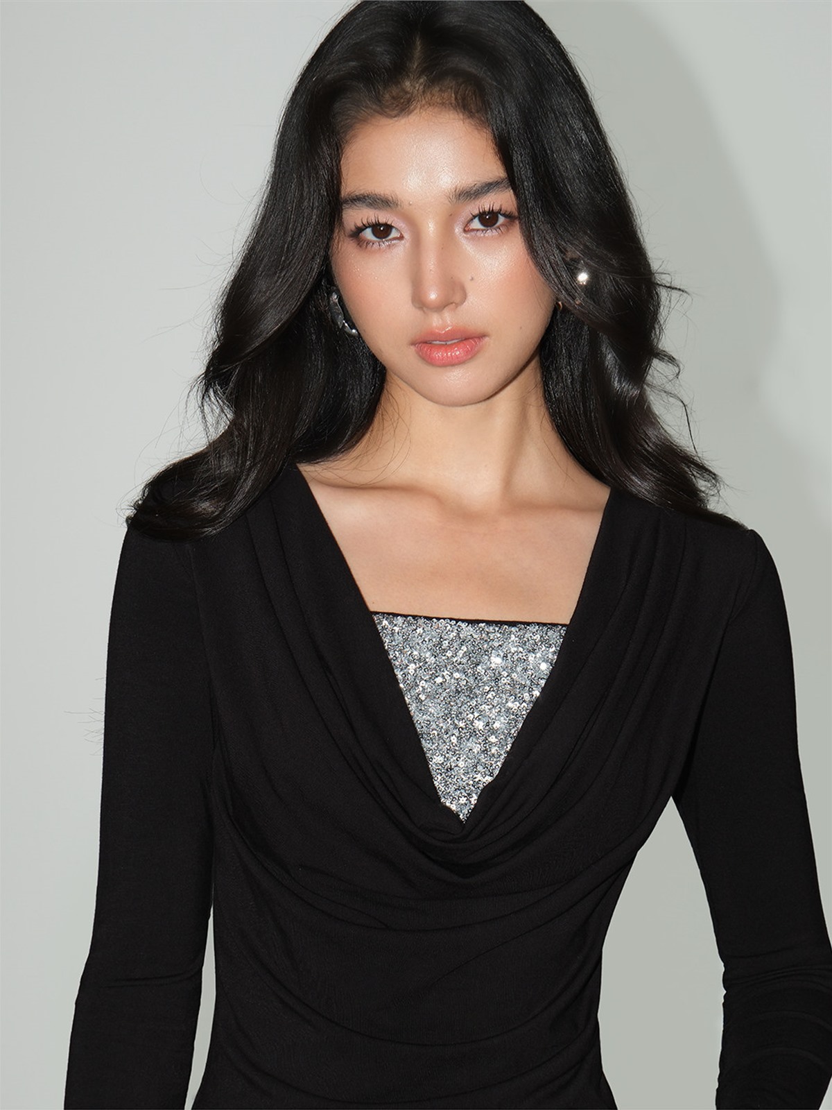 Lunara Sequin Camisole & Ruched Wrap Top