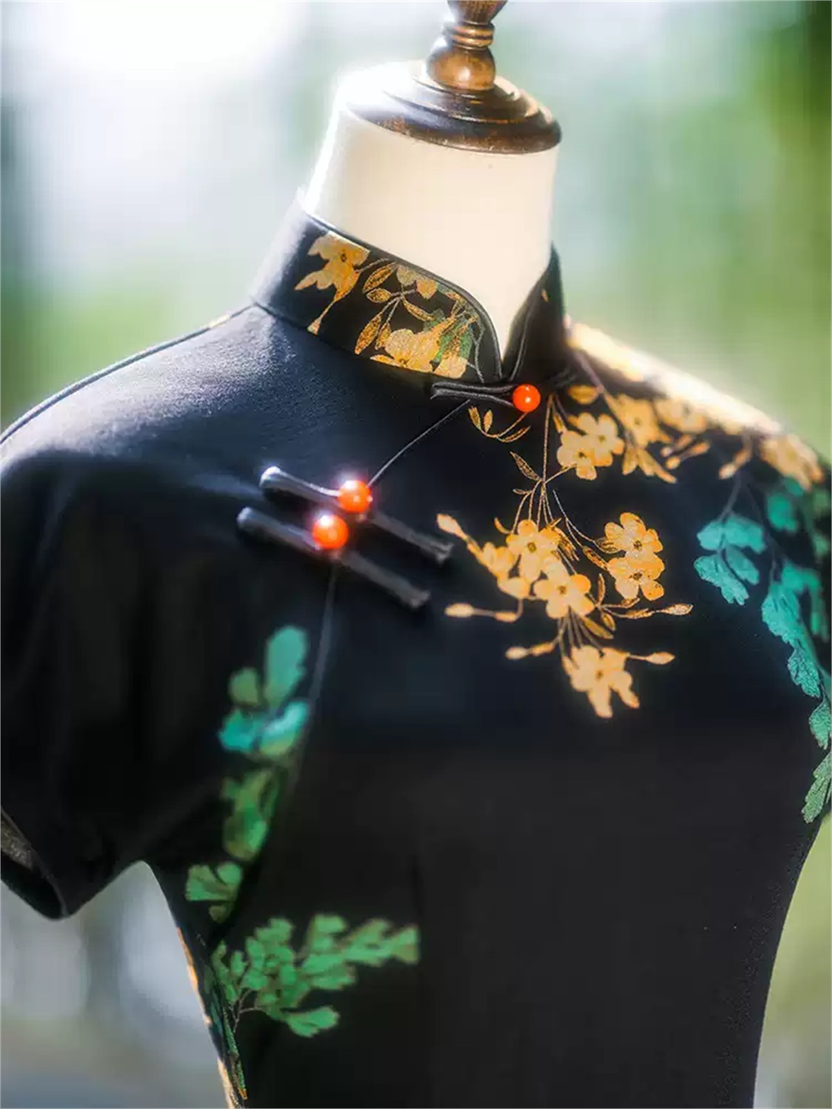 Ya Bang Floral Print Cap Sleeve Cheongsam
