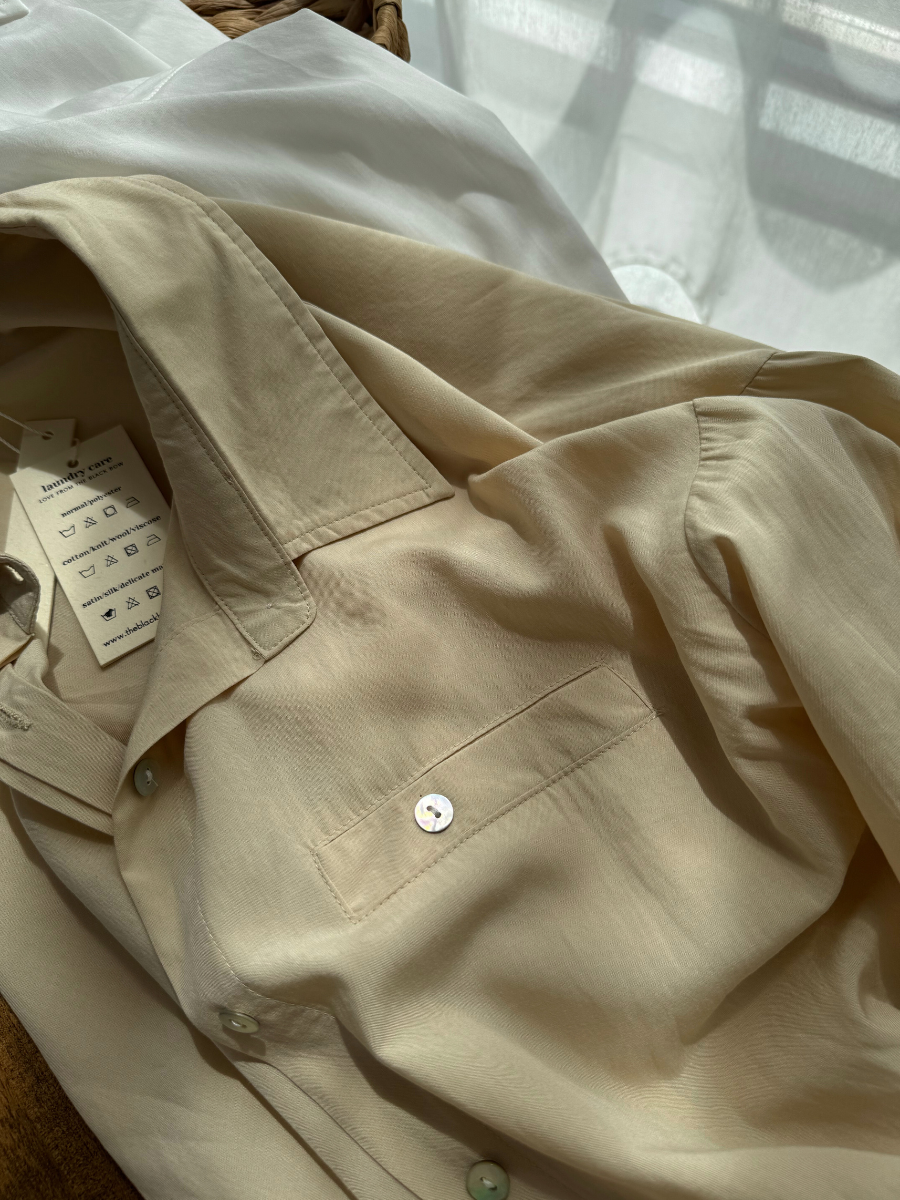 Heloise Shirt with Fake Pocket (Discounted-Free size)-The Black Bow-