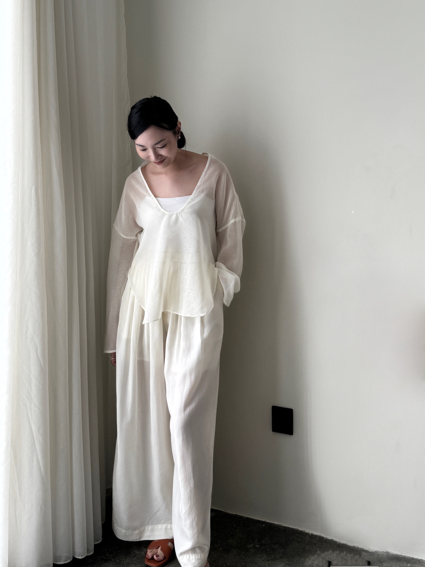Viori Sheer Linen Top-The Black Bow-