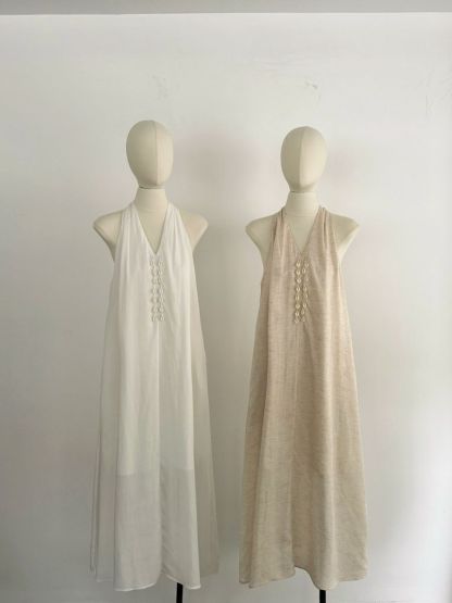 Petyr Linen Halter Neck Maxi Dress