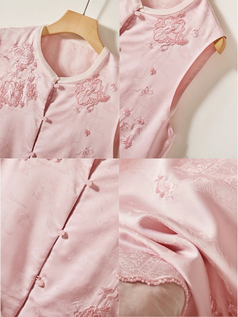 Shuang Ping Organza Paneling Oriental Vest