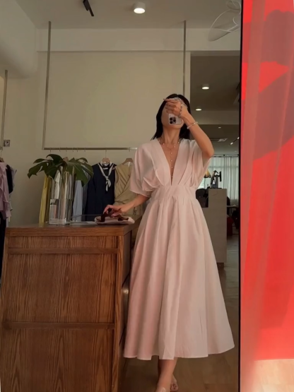 Violet Structured V-Neck Dress