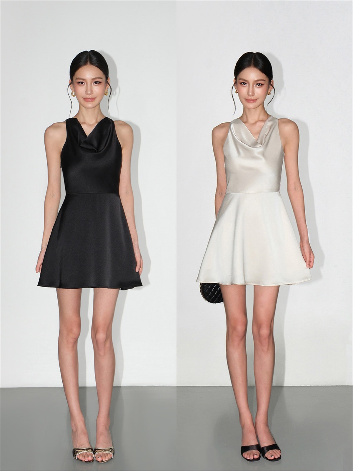 Leonie Satin Cowl Mini Dress