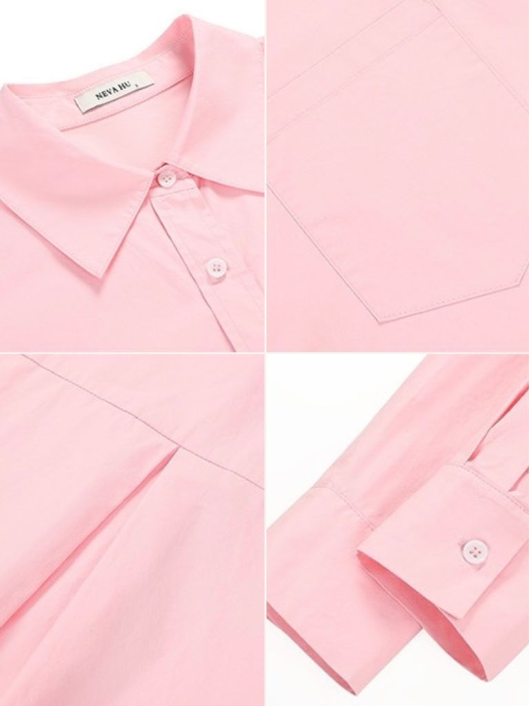 Kenna Oversized Cotton Shirt with Pocket-The Black Bow-