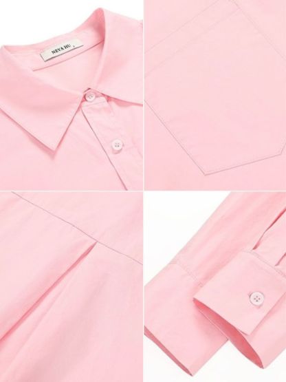 Kenna Oversized Cotton Shirt with Pocket-The Black Bow-
