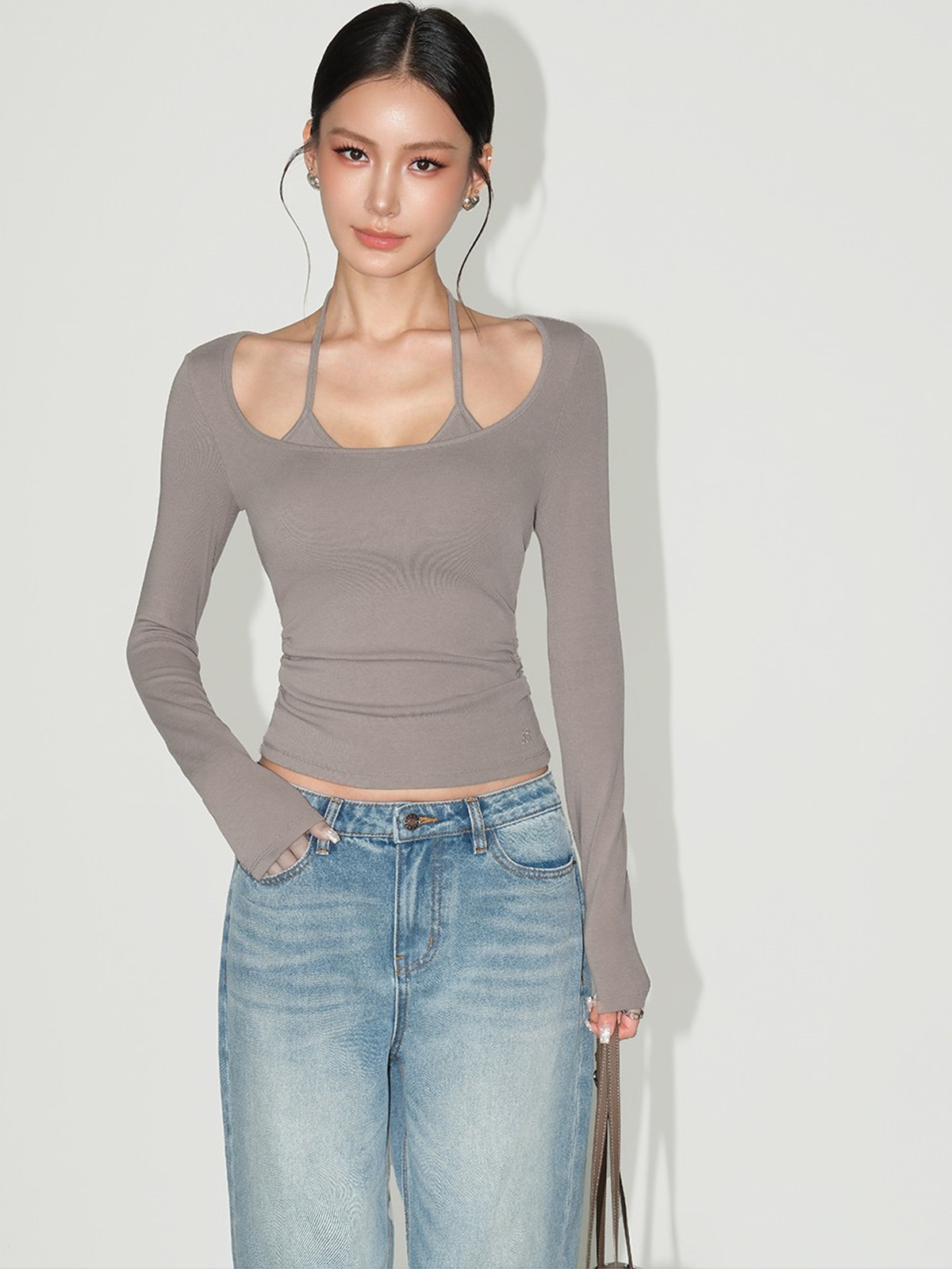 Lucinda Binding-Strap Scoop-Neck Top