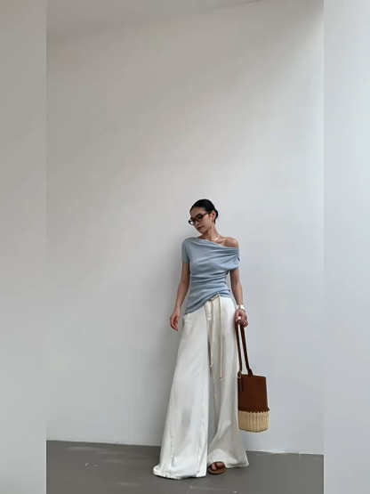 Mandya Mid Sleeve One Shoulder Top