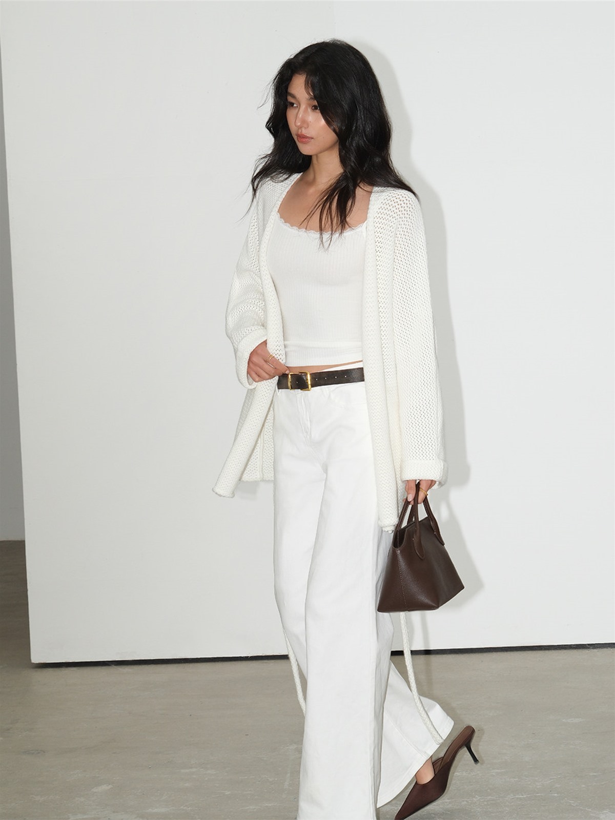 Leontine Belted Longline Knit Cardigan