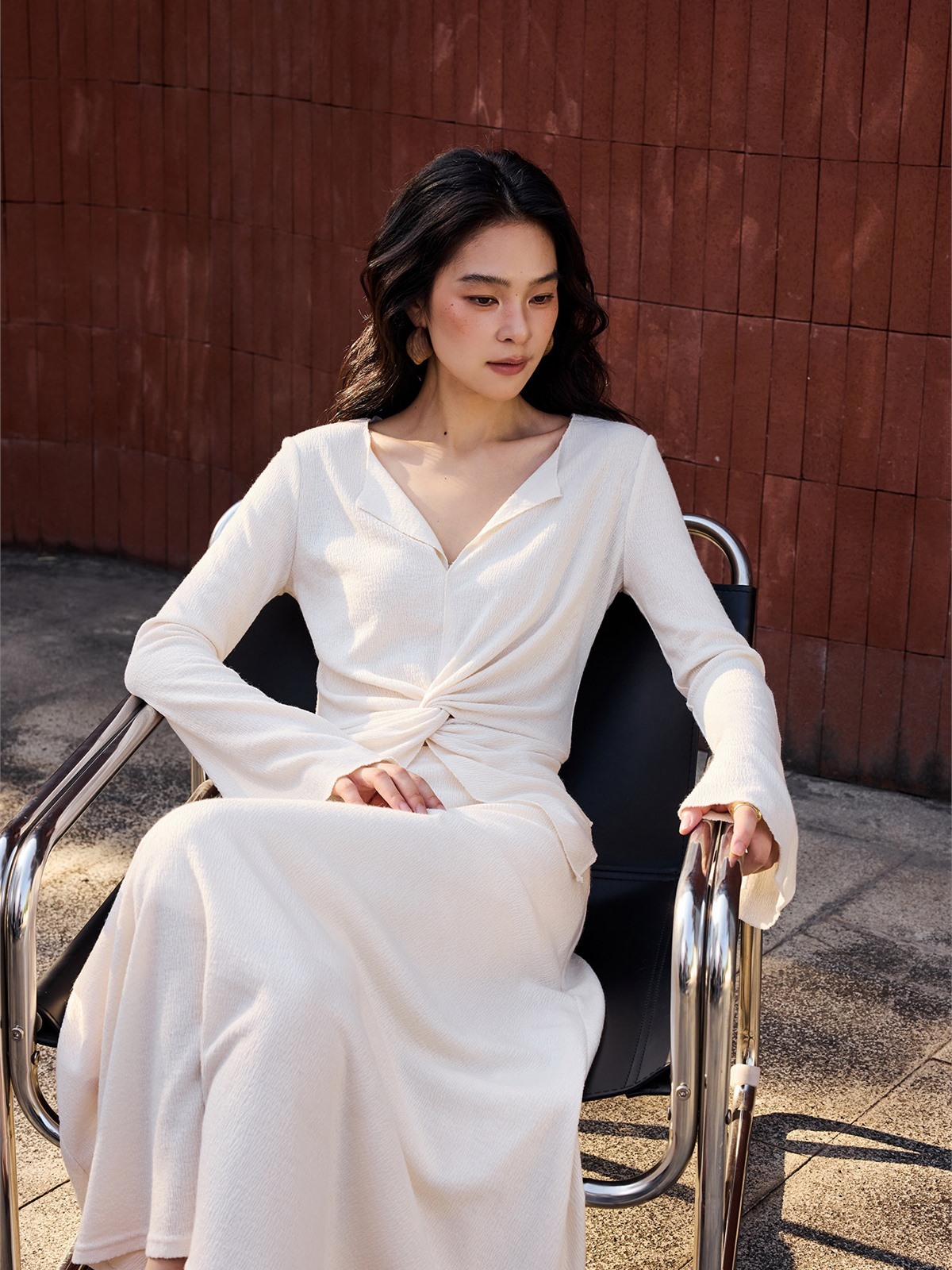 Hermia Ribbed Long-Sleeve Knit Top & Skirt (Sold Separately)