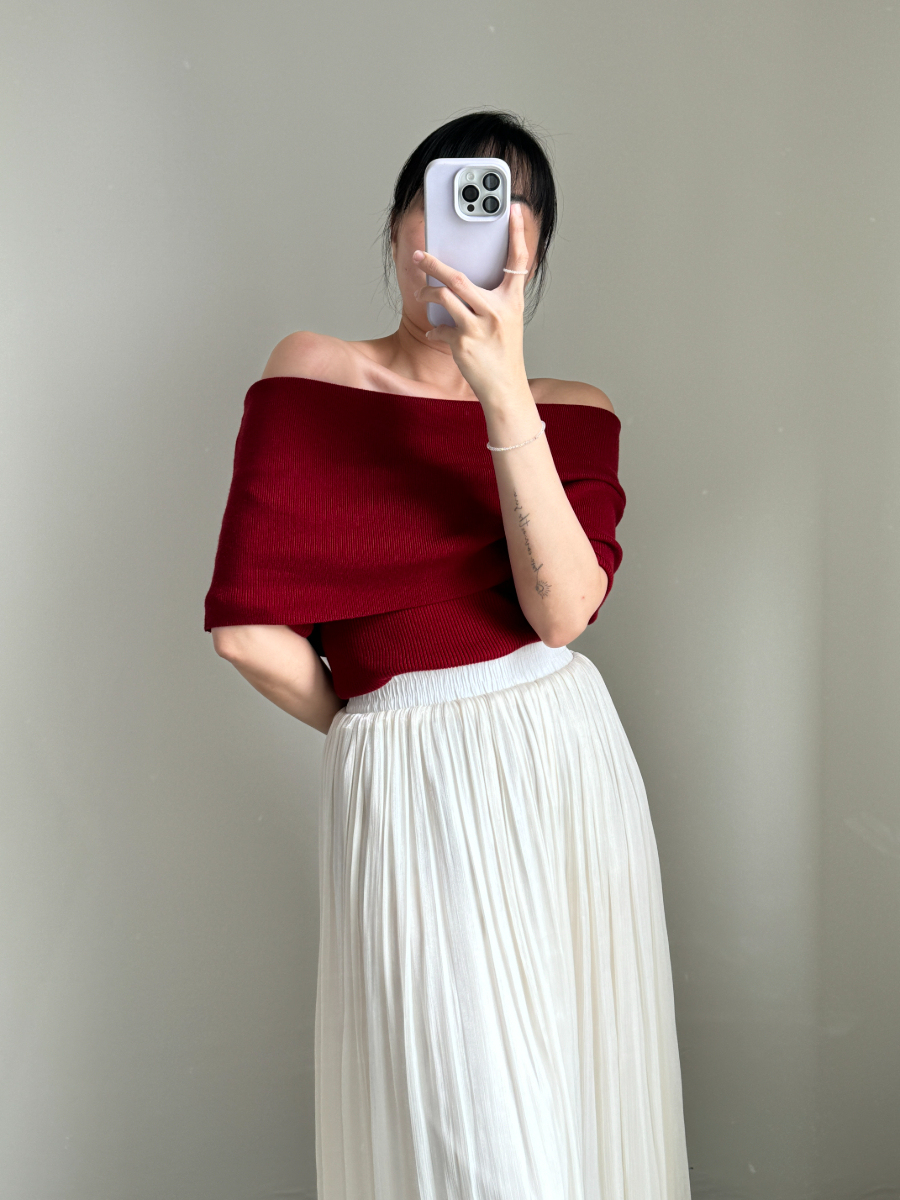 Taana Off Shoulder Knit Top -The Black Bow-