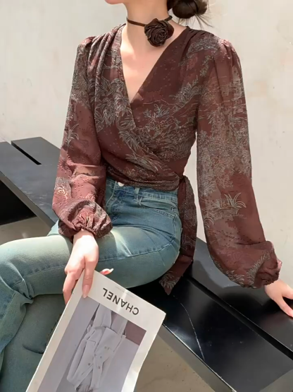 Yu Da Floral Wrap Top