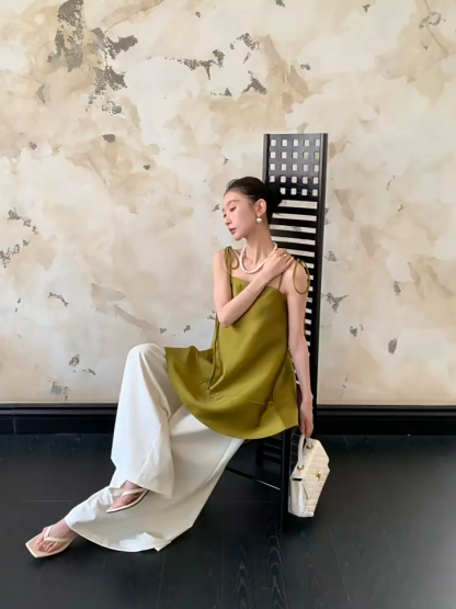 Yara Ribbon Tied Flare Cami Top