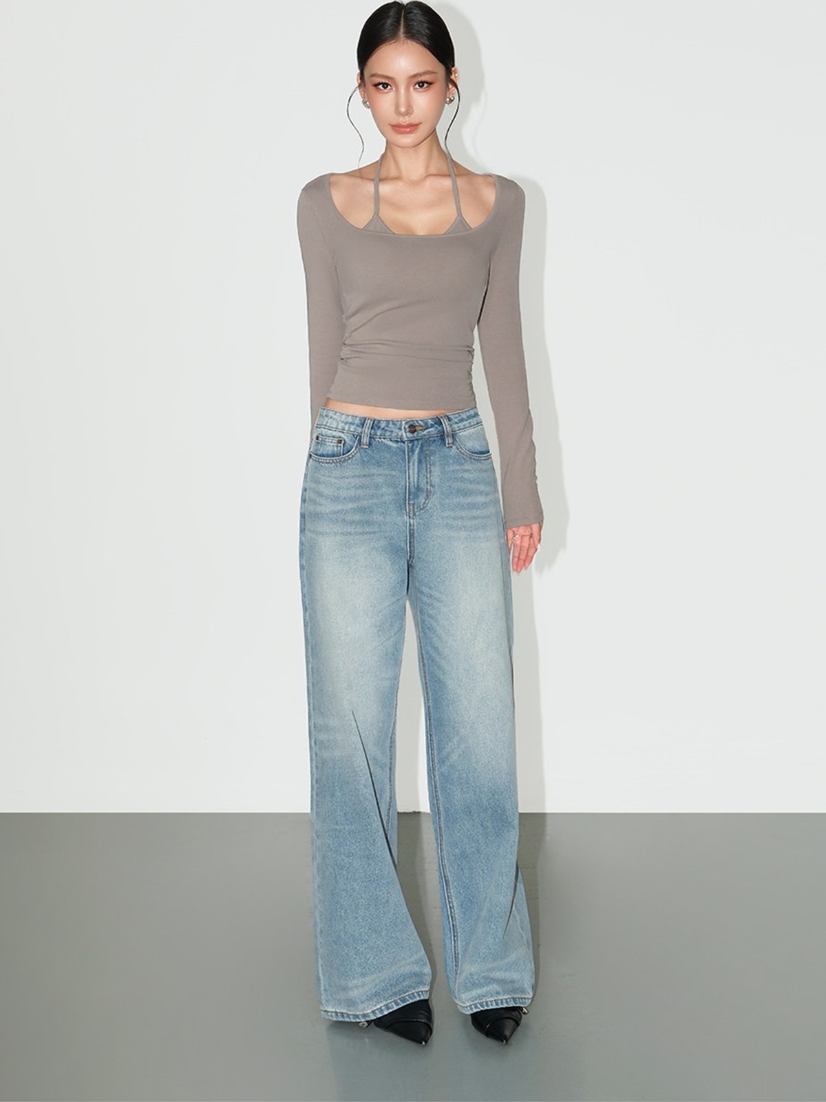 Lucinda Binding-Strap Scoop-Neck Top