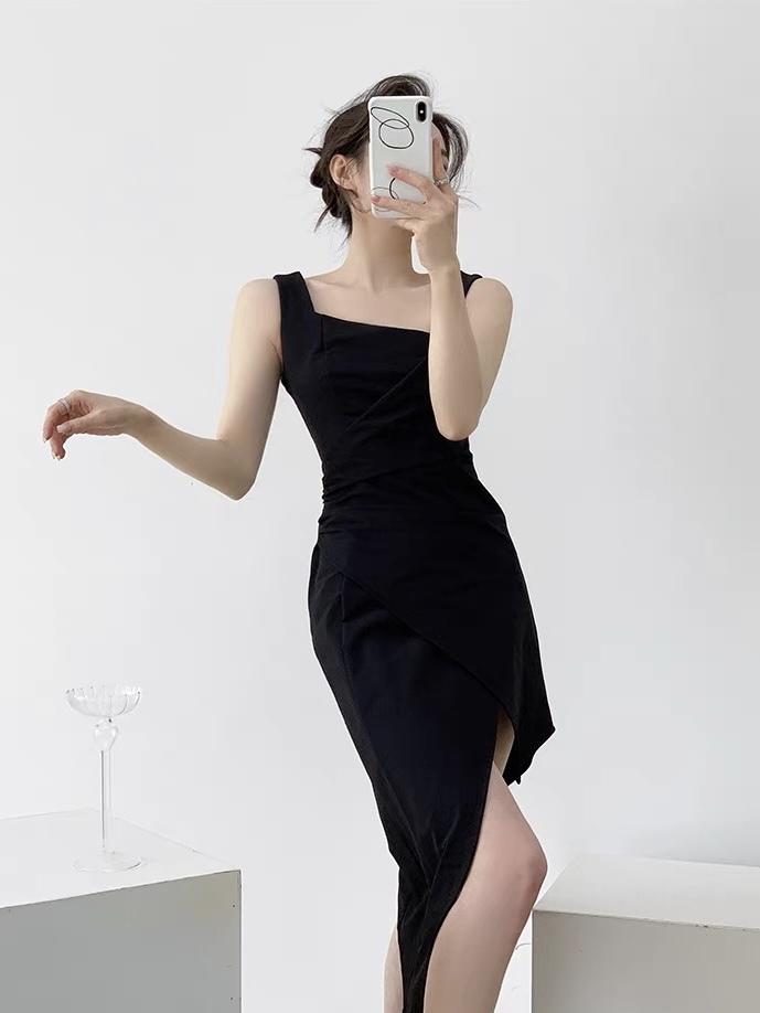 Kaaka Asymmetric High Slit Dress