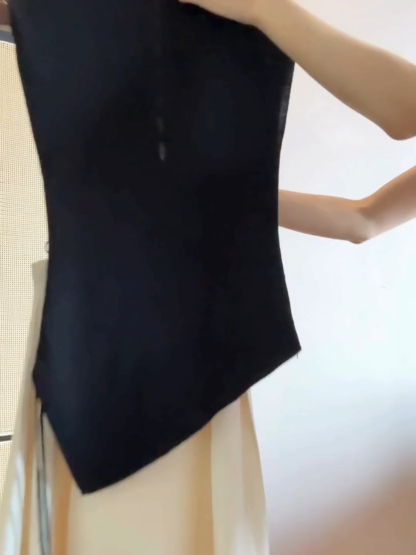 Ellie High Neck Side Ruched Back Button Knit Top