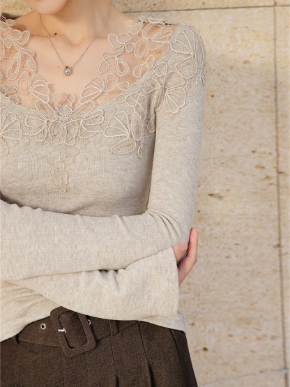 Harmony Lace-Trim Knit Top
