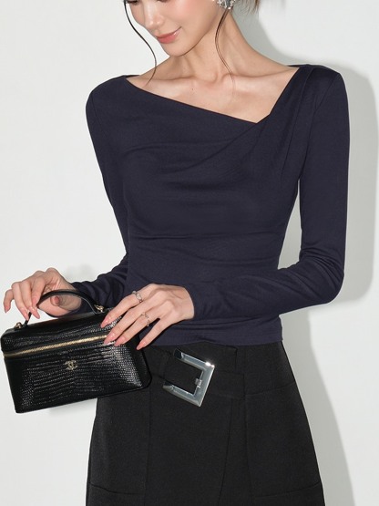 Larissa Asymmetric Ruched Long-Sleeve Top