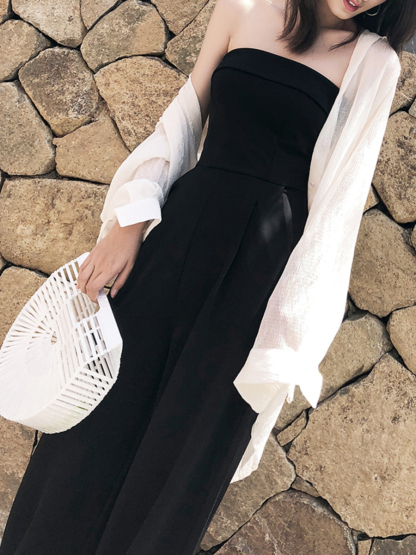 Monica Tube Top Jumpsuit-The Black Bow-