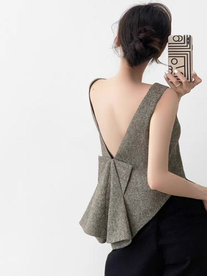 Nancey Low Back Sleeveless Top-The Black Bow-
