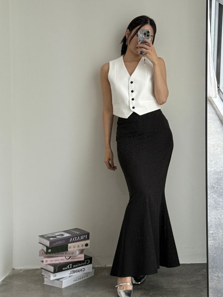 Zendy Draped Flare Suit Skirt