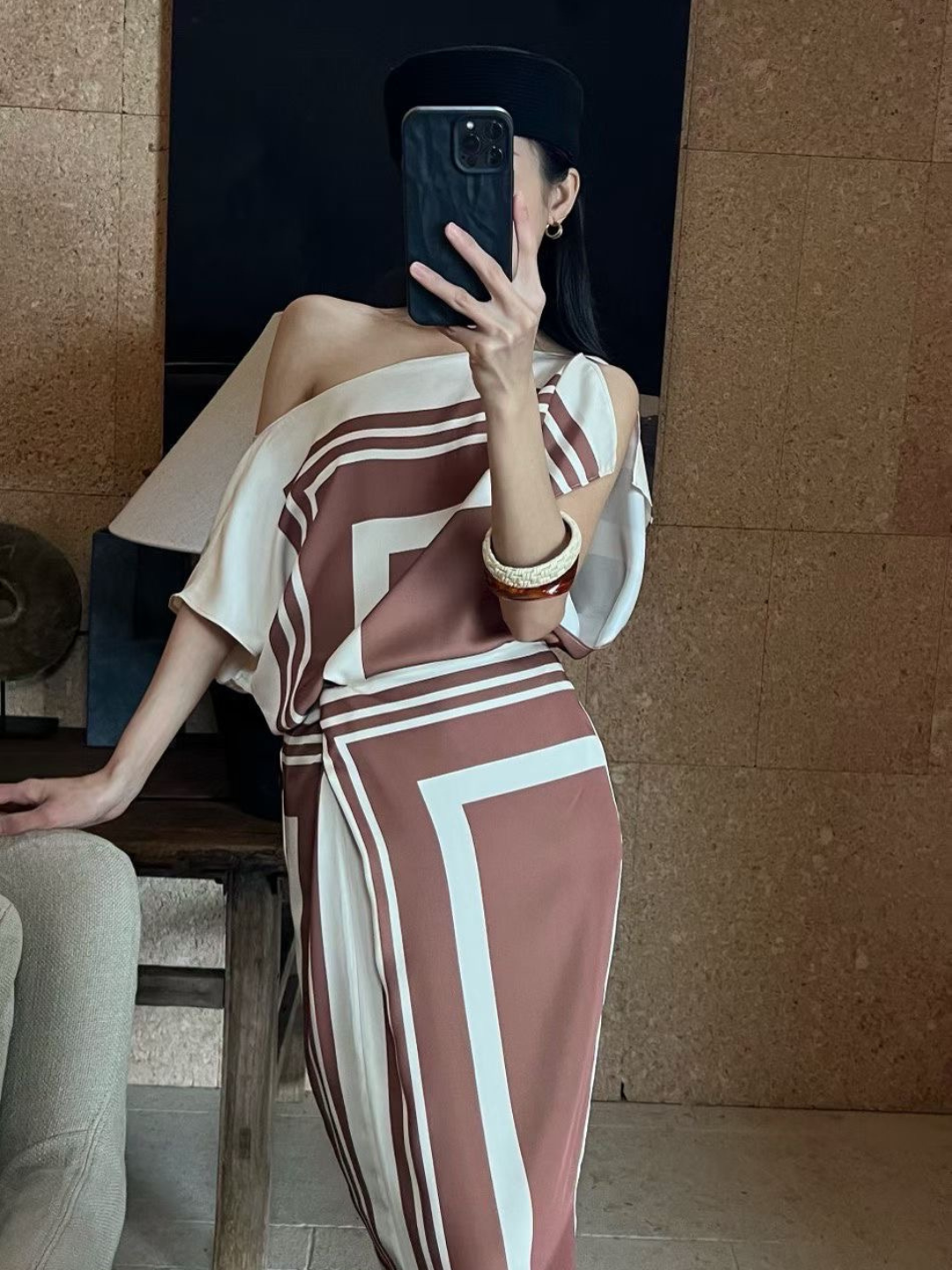 Wrenley Geometric Draped Skirt