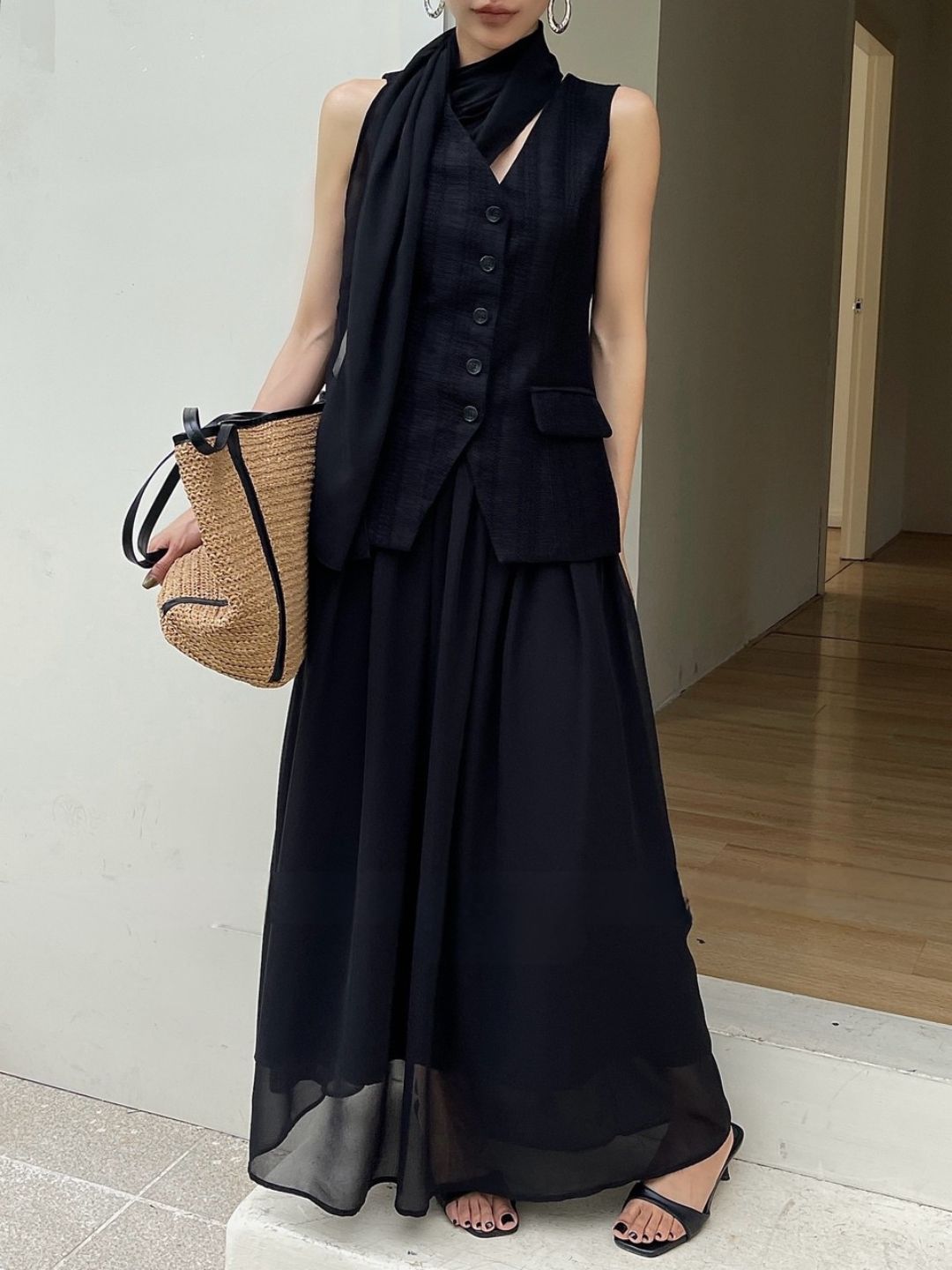 Arabelle Textured Verst & Chiffon Skirt Set