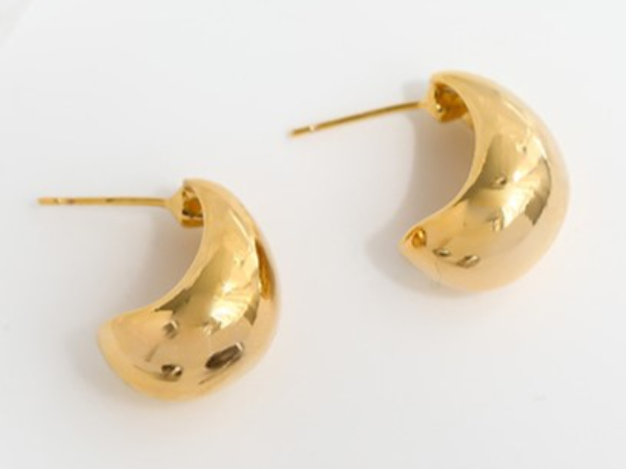 Metal Drops Ear Studs (Gold & Silver)-The Black Bow-