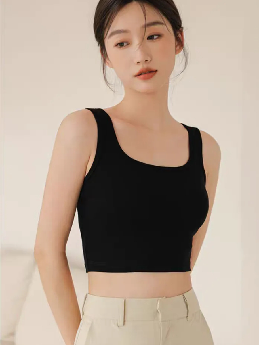 Diantha Square Neck Padded Crop Top – The Black Bow